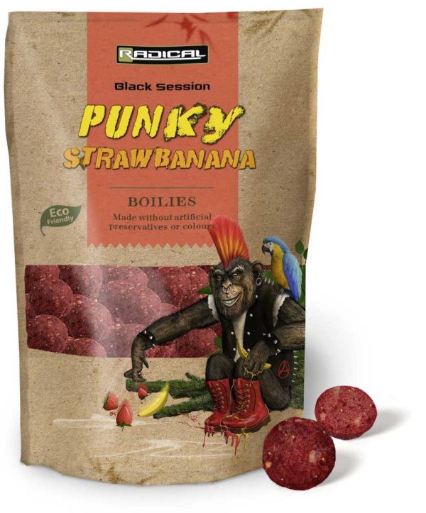 Radical Black Session Boilie Karpfen-Futter 1kg 20mm Punky Strawbanana