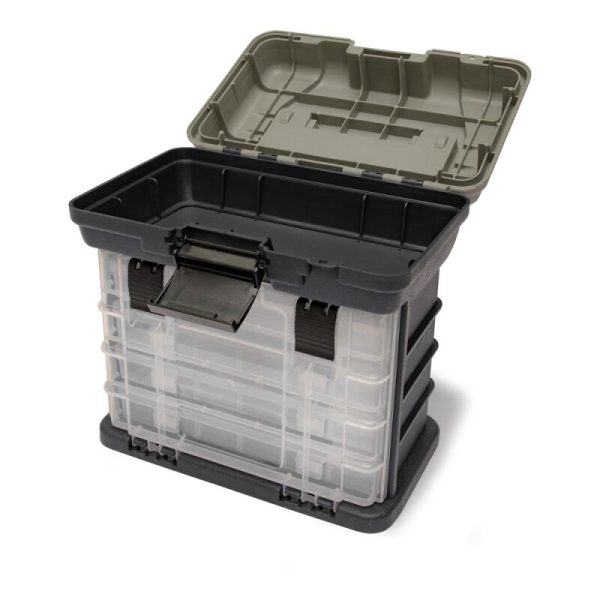 Zebco Trophy Köderbox Station Tackle Box Storeaway Rack Angelkoffer oben offen