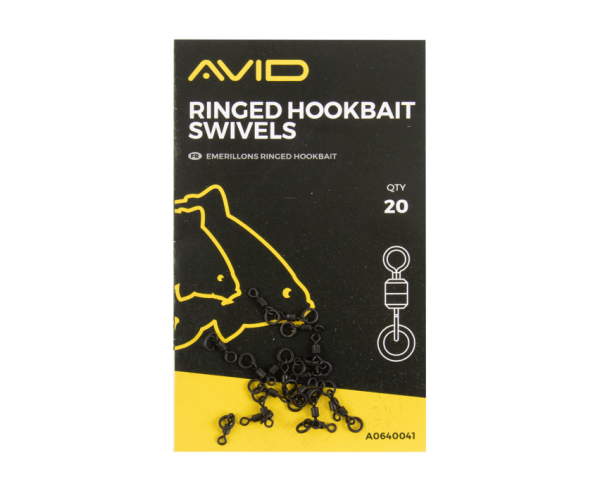Avid Ringed Hookbait Swivels Hakenköder Wirbel Hakenwirbel mit Ring in Blisterverpackung