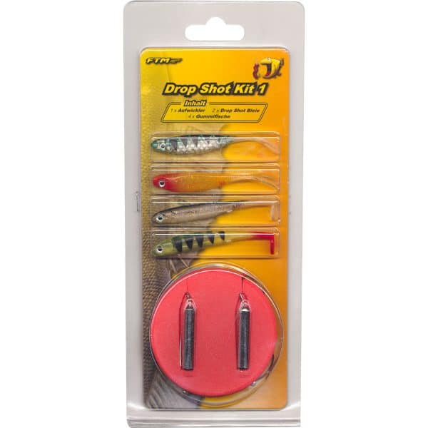 FTM Drop Shot Set Kit 1 Komplett-Set Gummifische Blei Haken Vorfach
