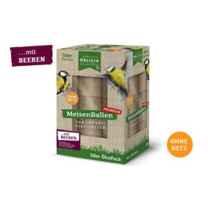 Delicia Meisenknödel Premium Meisenballen ohne Netz 30 Stück Ökopack mit Beeren