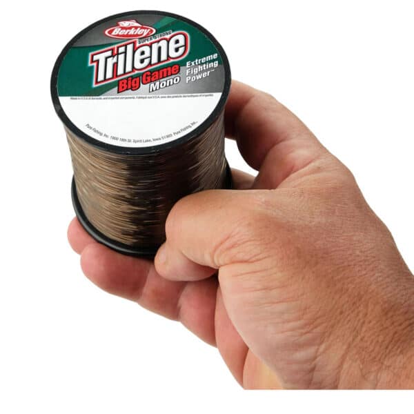 Berkley Trilene Big Game brown Monofil Braun Größenvergleich in der Hand